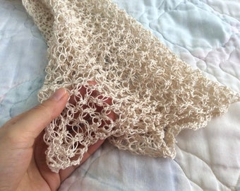 Beige Lightweight Crochet Scarf