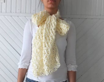 Pastel Yellow Crochet Scarf