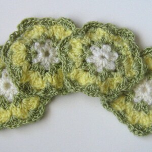 Green, Yellow & White Crochet Coaster Set