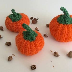 Orange Crochet Pumpkin Decorations, Set of 3