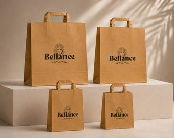 Individuell gestaltete braune Kraftpapiertüten mit Logo – Geschenkverpackung für Geschäfte, Hochzeiten und Unternehmen
