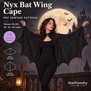 Bat Wing Cape Sewing Pattern, Women's Halloween Costume (PDF)