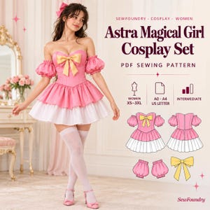 Magical Girl Cosplay-Schnittmuster, Bustierrock, Puffärmel, Schleife (PDF)