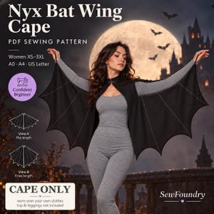 Bat Wing Cape Sewing Pattern, Women's Halloween Costume (PDF)