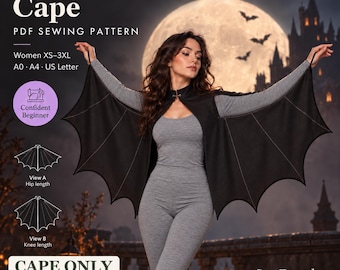 Bat Wing Cape Sewing Pattern, Women's Halloween Costume (PDF)