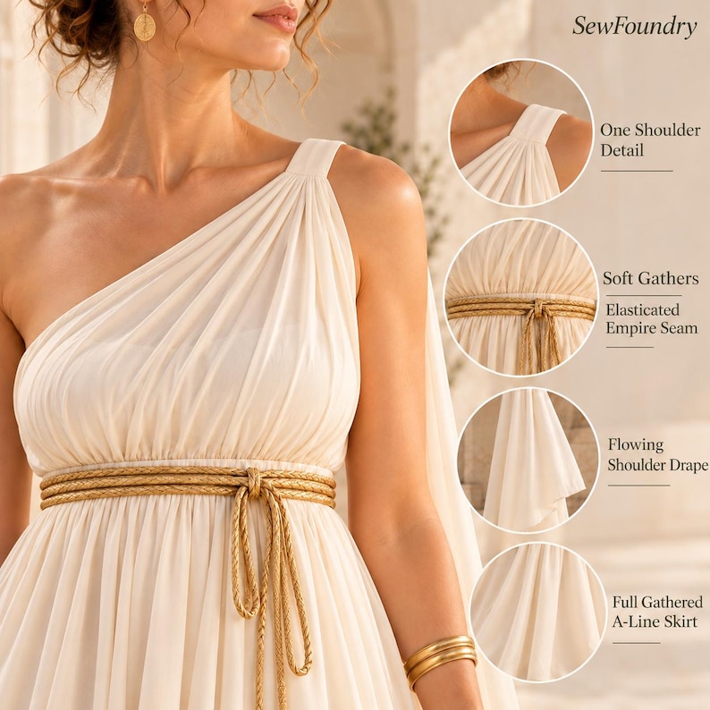 Do Not Pull String Sign Selene One-shoulder Grecian Gown Sewing Pattern, Pull-on Dress (PDF) - Etsy