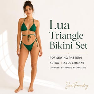 Triangle Bikini Sewing Pattern, Brazilian Bottom PDF Pattern XS-3XL