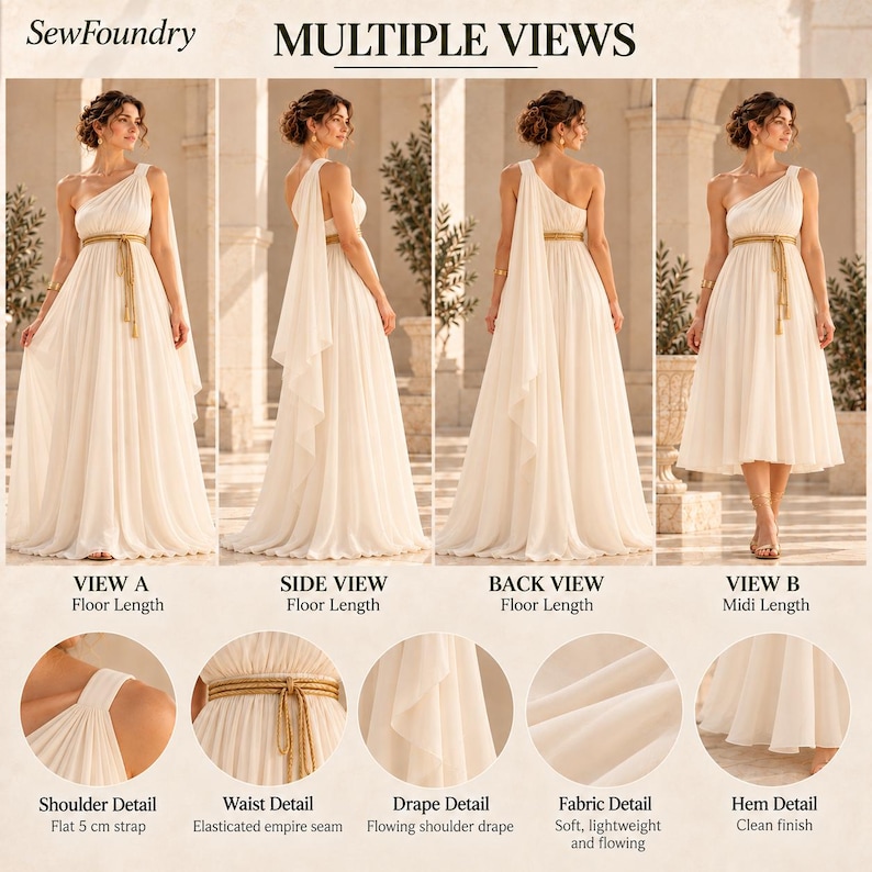 Do Not Pull String Sign Selene One-shoulder Grecian Gown Sewing Pattern, Pull-on Dress (PDF) - Etsy