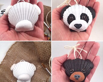 DIY craft supply-blank seashell dog ornament DIY Christmas ornament. Husky, Corgi, etc.