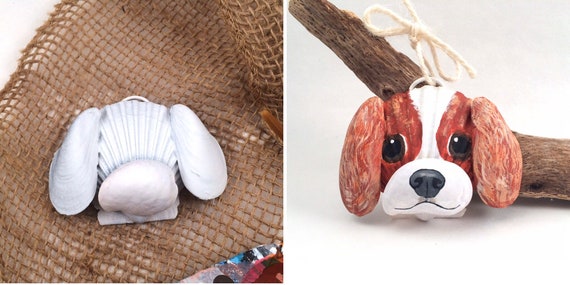 DIY craft supply-blank seashell dog ornament DIY Christmas ornament. Husky, Corgi, etc.