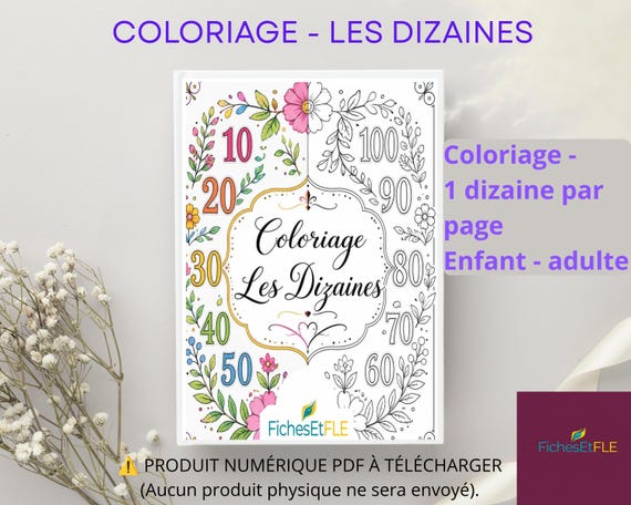 Coloring Pages: Tens 10 to 100 | Preschool, Kindergarten, French as a Foreign Language / Printable PDF