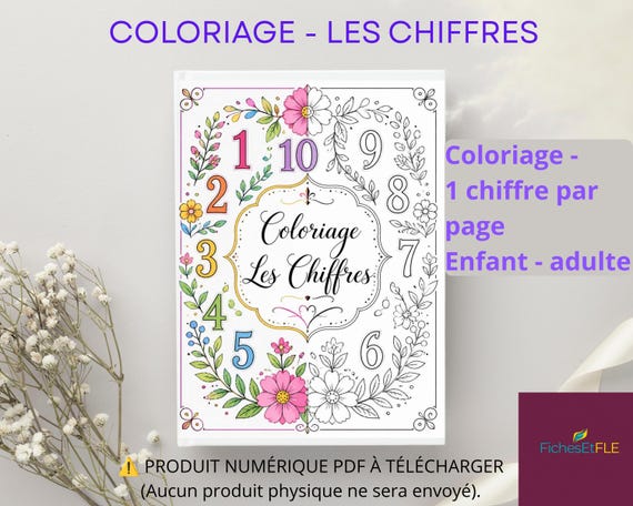 Numbers Coloring Book in French - Printable PDF