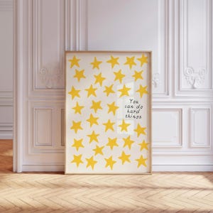 You Can Do Hard Things Print | 7 Color Options | Star Pattern Motivational Wall Art | Digital Download | Printable Poster