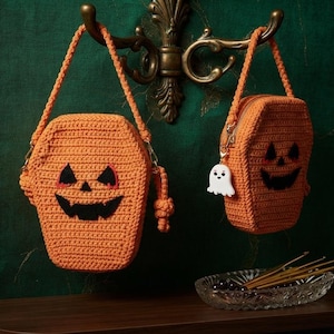 Crochet Coffin Bag Pattern, Halloween Jack-o-Lantern Crossbody PDF