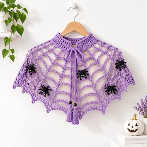Spiderweb Capelet Crochet Pattern, Gothic Web Wrap PDF, Halloween Shoulder Shawl, Adult Digital Download