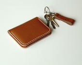 caso de tarjeta de cuero hechos a mano por GENATI. Handstitched, naranja