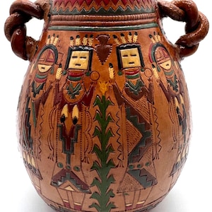 Navajo Yei Pottery Vessel Kenneth & Irene White Signed KW Twin Rocks - Beautiful
