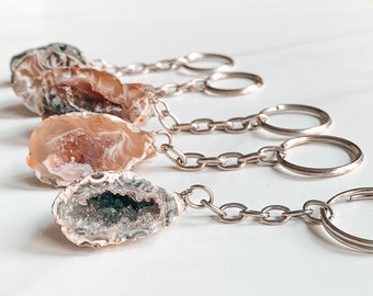 Agate Geode Keychain | Stone Key Chain | Crystal Key Chain | Best Friend Gifts | Stocking Stuffers | Druzy Agate Geode | Small Gift Ideas