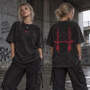 JJK Sukuna Mineral Wash Shirt, Ryomen Sukuna Front Back Graphic Tee, Jujutsu Kaisen Anime T-Shirt, Vintage Washed Manga Streetwear