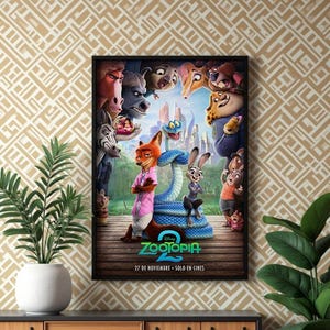 Zootopia 2-affisch - Disney-väggkonst, Judy Hopps & Nick Wilde-filmtryck, animerad rumsdekor, väggkonst för barn, Disney-fanpresent, filmdekor