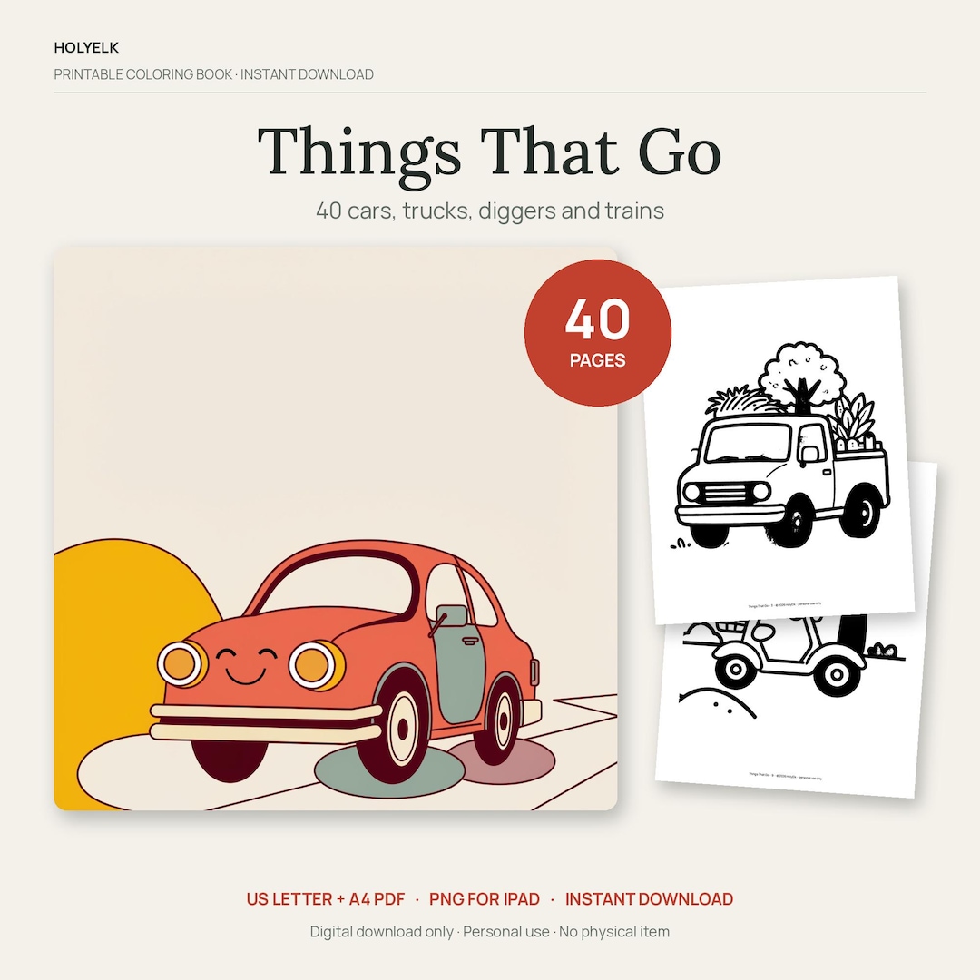 40 Vehicle Coloring Pages for Kids, Cars, Trucks, Trains (PDF Download ...