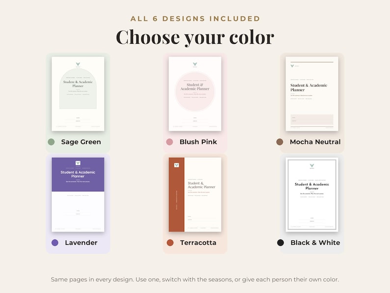 Student Planner Printable in 6 Colors, College Assignment & Exam ...