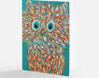 Red Owl Art Note Card