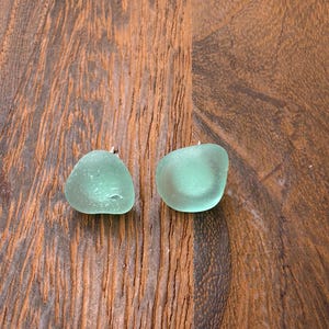Seafoam Green Stud Seaglass Earrings
