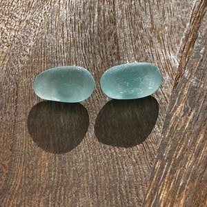 Authentic Teal Stud Seaglass Earrings