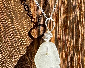 Bottle Lip Clear White Seaglass Nugget