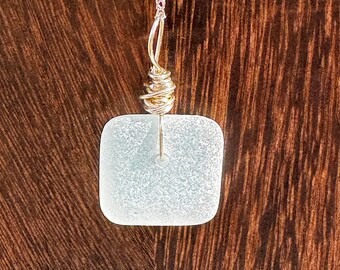 Square Blue Pool Tile Seaglass Necklace