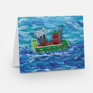 Tarjeta con notas artísticas de barco