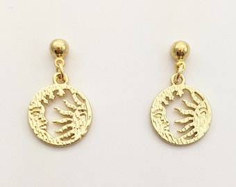 Gold Plated Sun & Moon Earrings
