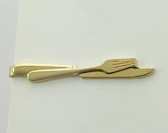Gold Knife and Fork Tie Clip