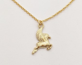 Gold Plated Pegasus Charm Necklace