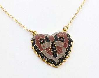 Moth Heart Pendant Necklace