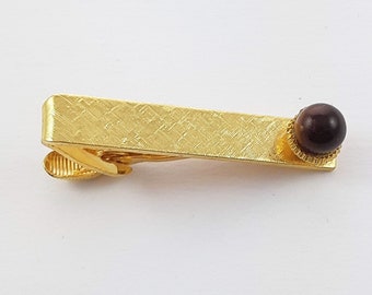 Vintage Brown and Gold Tie Clip