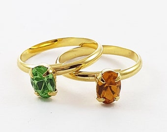 Children's Adjustable Ring Duo - Topaz and Peridot