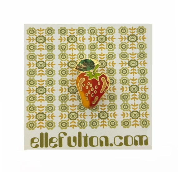 Vintage Enamel Strawberry Pin - image 1