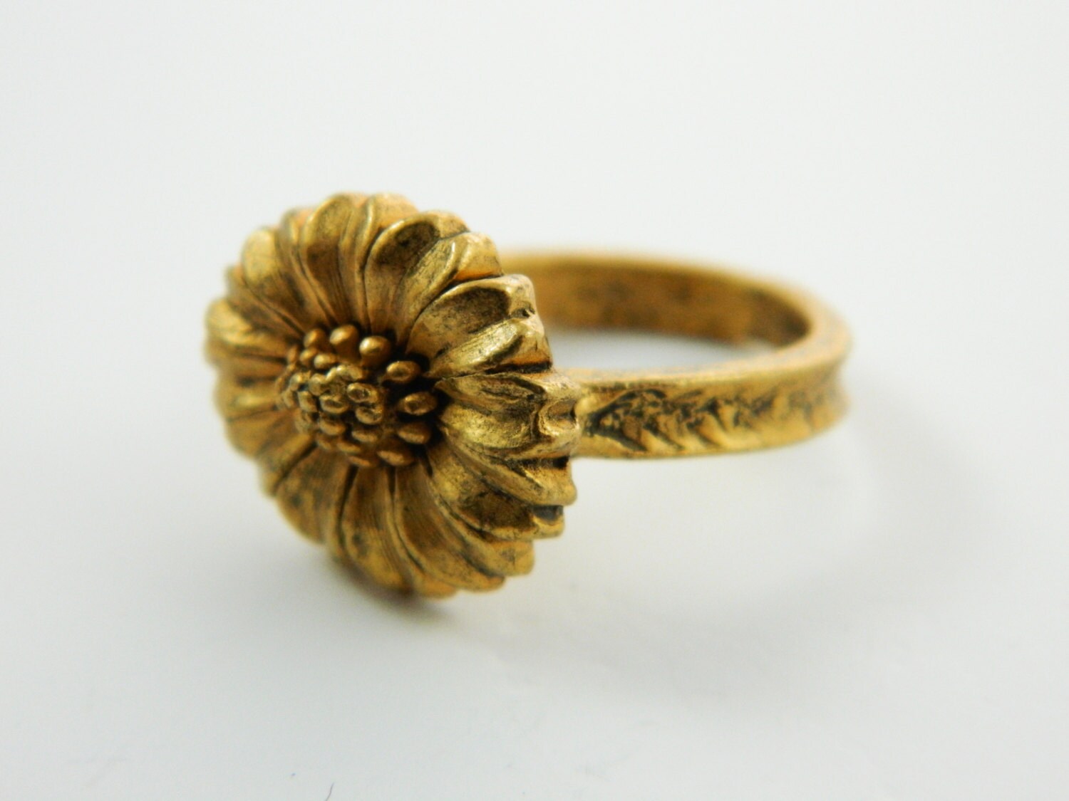 Gold Sunflower Ring Etsy