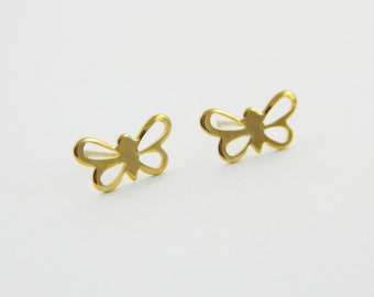 Vintage Gold Plated Butterfly Cutout Earrings