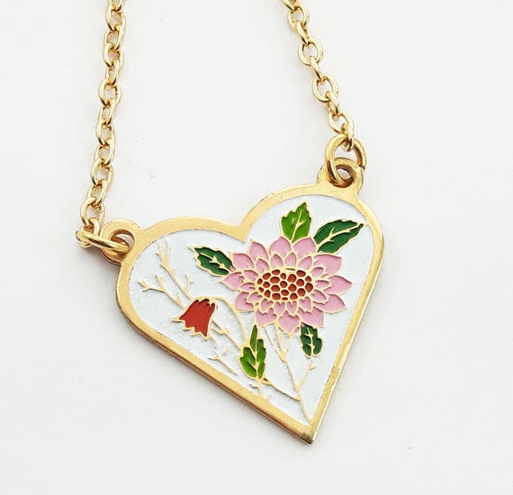 Pink Sunflower Heart Necklace - image 1