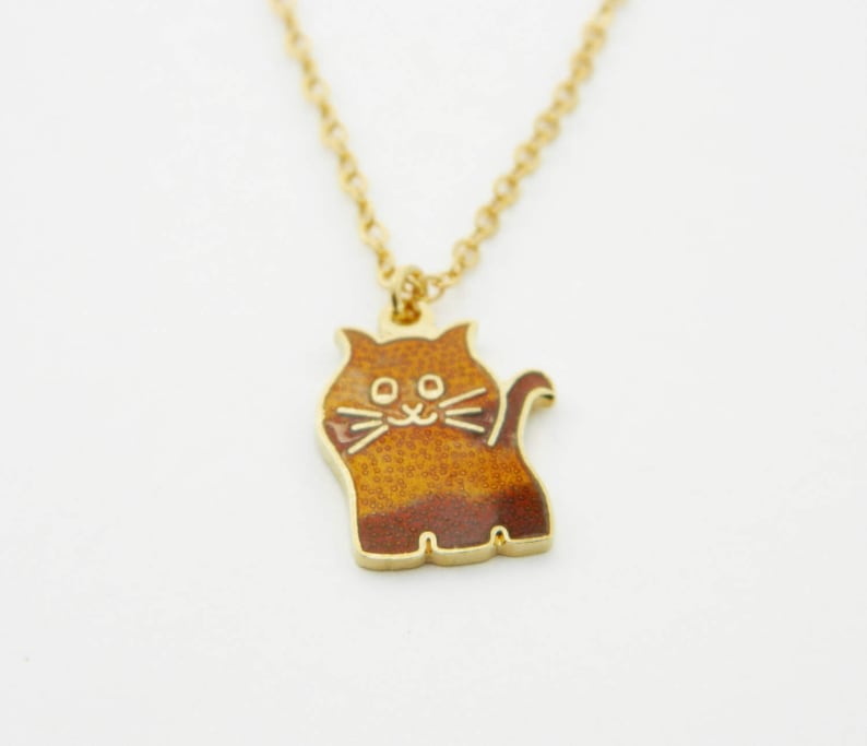 Cat Charm Necklace Etsy