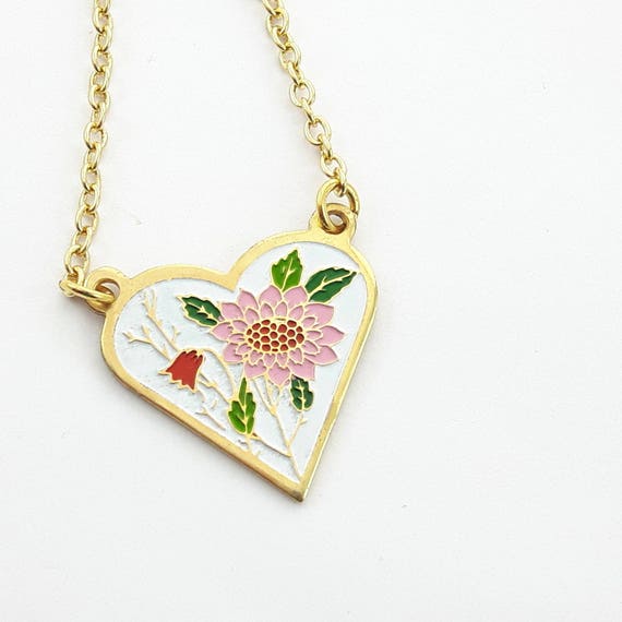 Pink Sunflower Heart Necklace - image 2