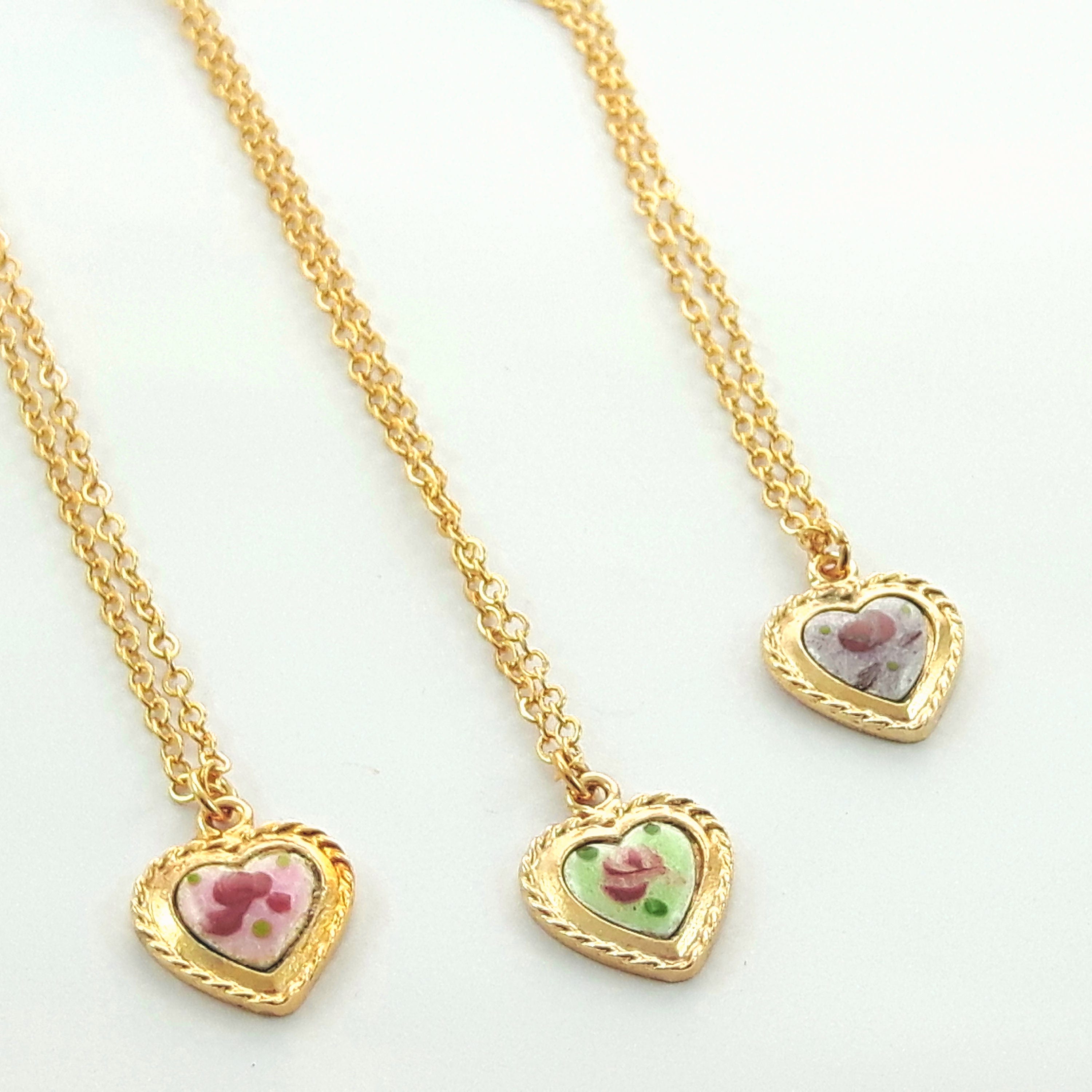 Silk Necklace Floral with Heart Charm main image 1