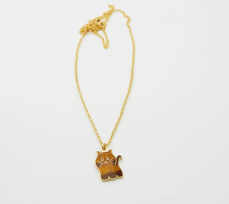 Cat Charm Necklace Etsy