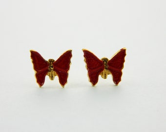 Vintage Red Butterfly Earrings