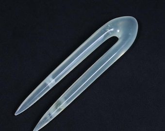 Natuurlijke Xiuyan jade U-vormige haarspeld, handgesneden jade haarspeld LU28