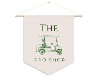 Golf Pro Shop Pennant | Vintage Golf Decor, Unique Wall Hanging, Sports Fan Gift, Golfing Room Decoration, Home or Office Decor
