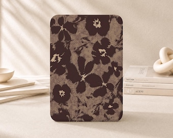 Mocha Bloom op maat gemaakt magnetisch Kindle-hoesje voor PaperWhite 12/11e, Kindle Colorsoft met riempje, Kindle 11/10e, Kindle Scribe, Kobo Clara Color